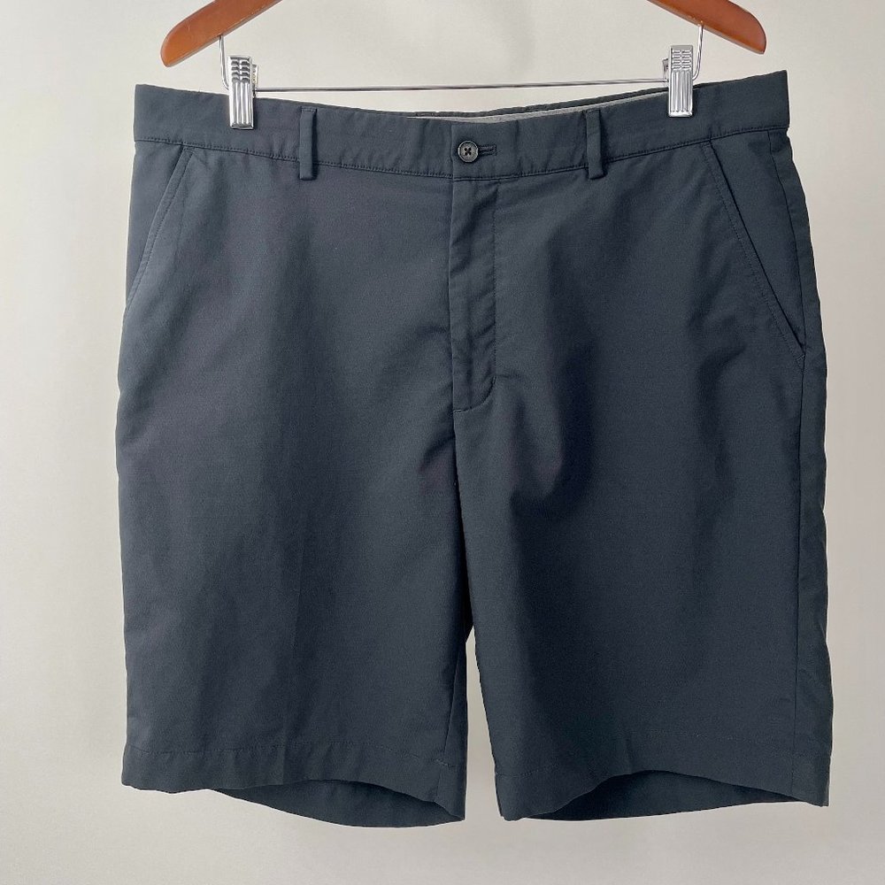 Greg Norman Lightweight Quick Dry Flat Front Golf Shorts, Navy Blue, Size 36